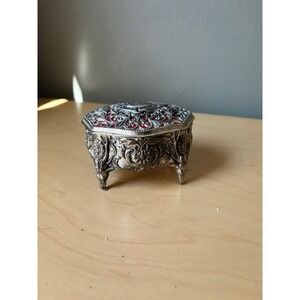 Vintage Jewelry Box with Red Velvet/felt Lining